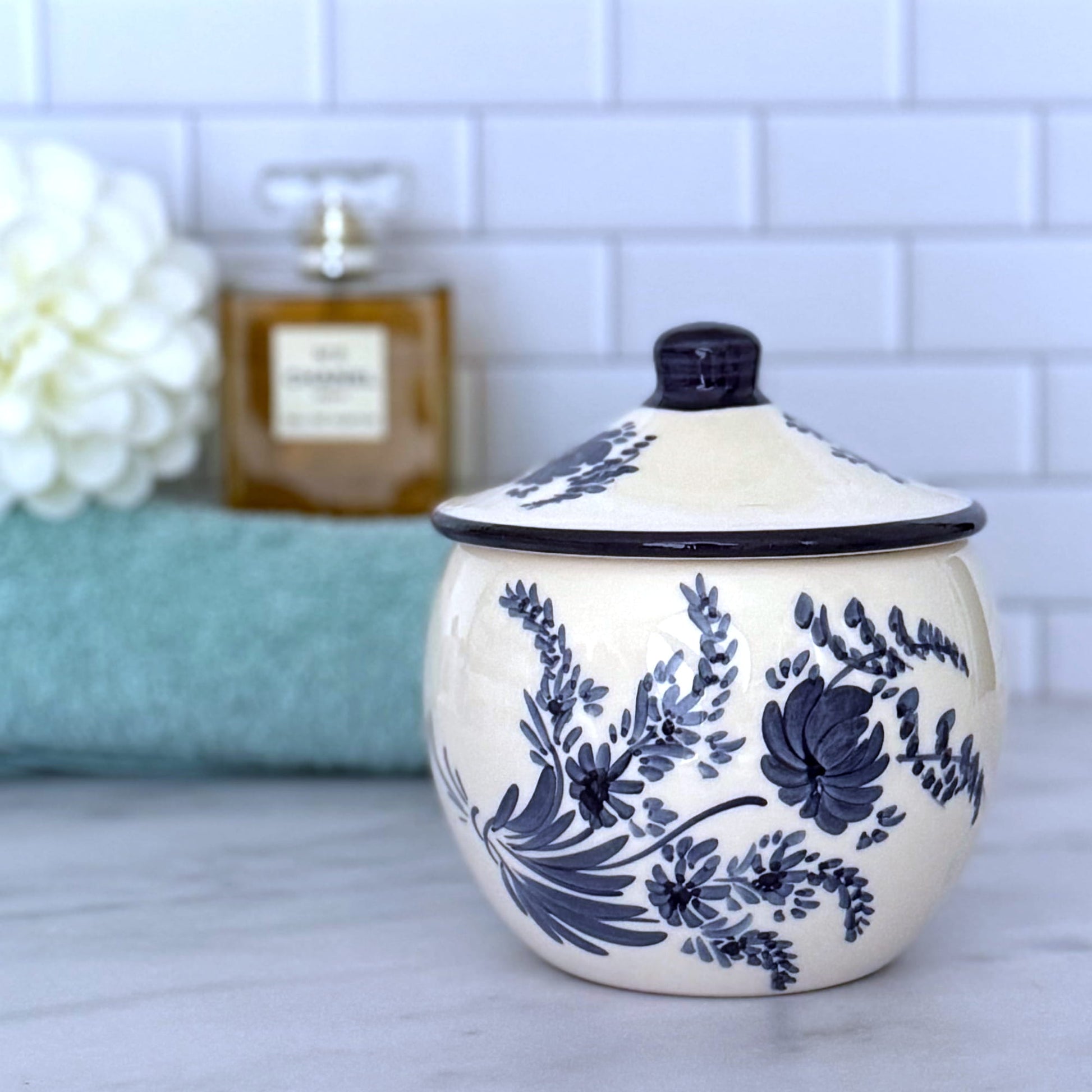 French bathroom jar - royal blue - French Address