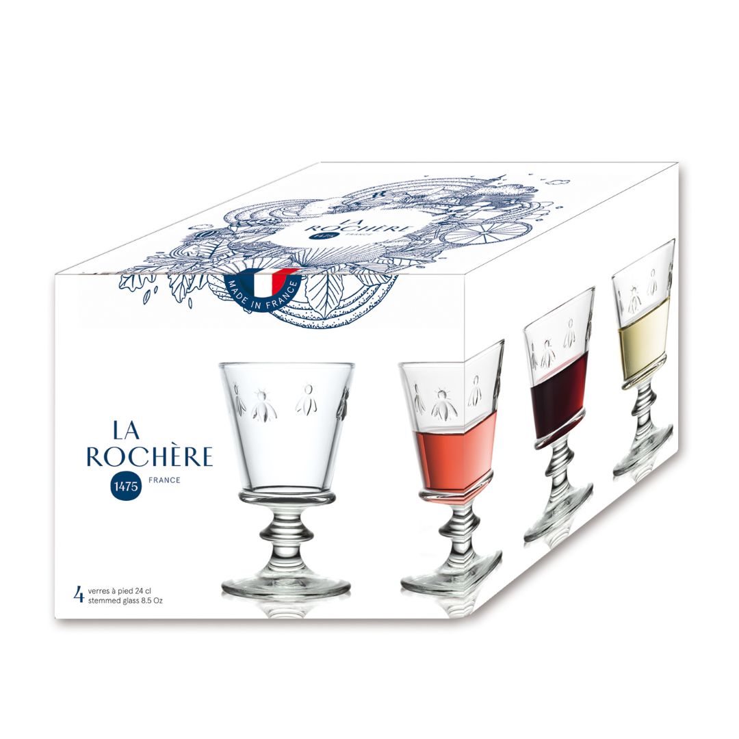 Set of 4 Bee wine glasses - French Address