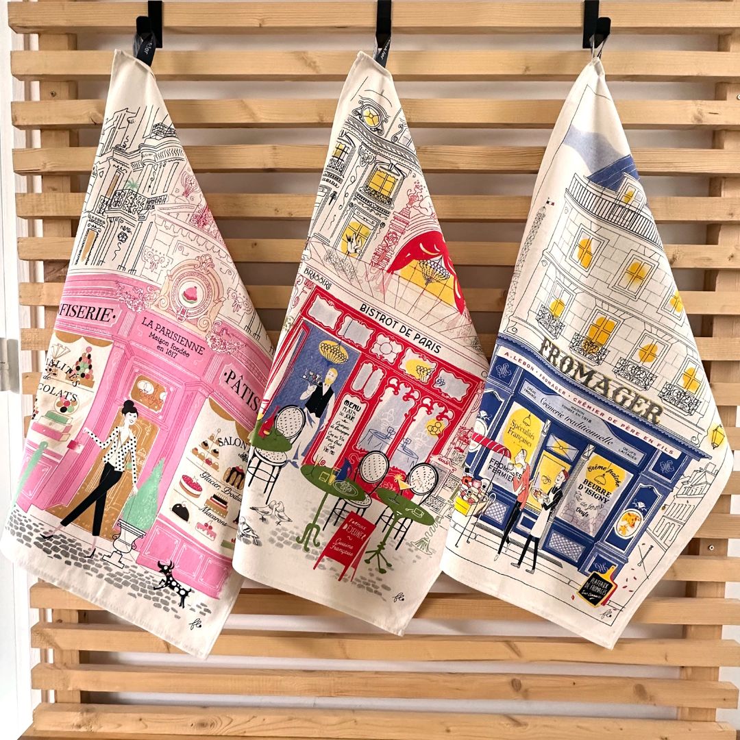 Set of 3 Paris themed kitchen towels - French Address