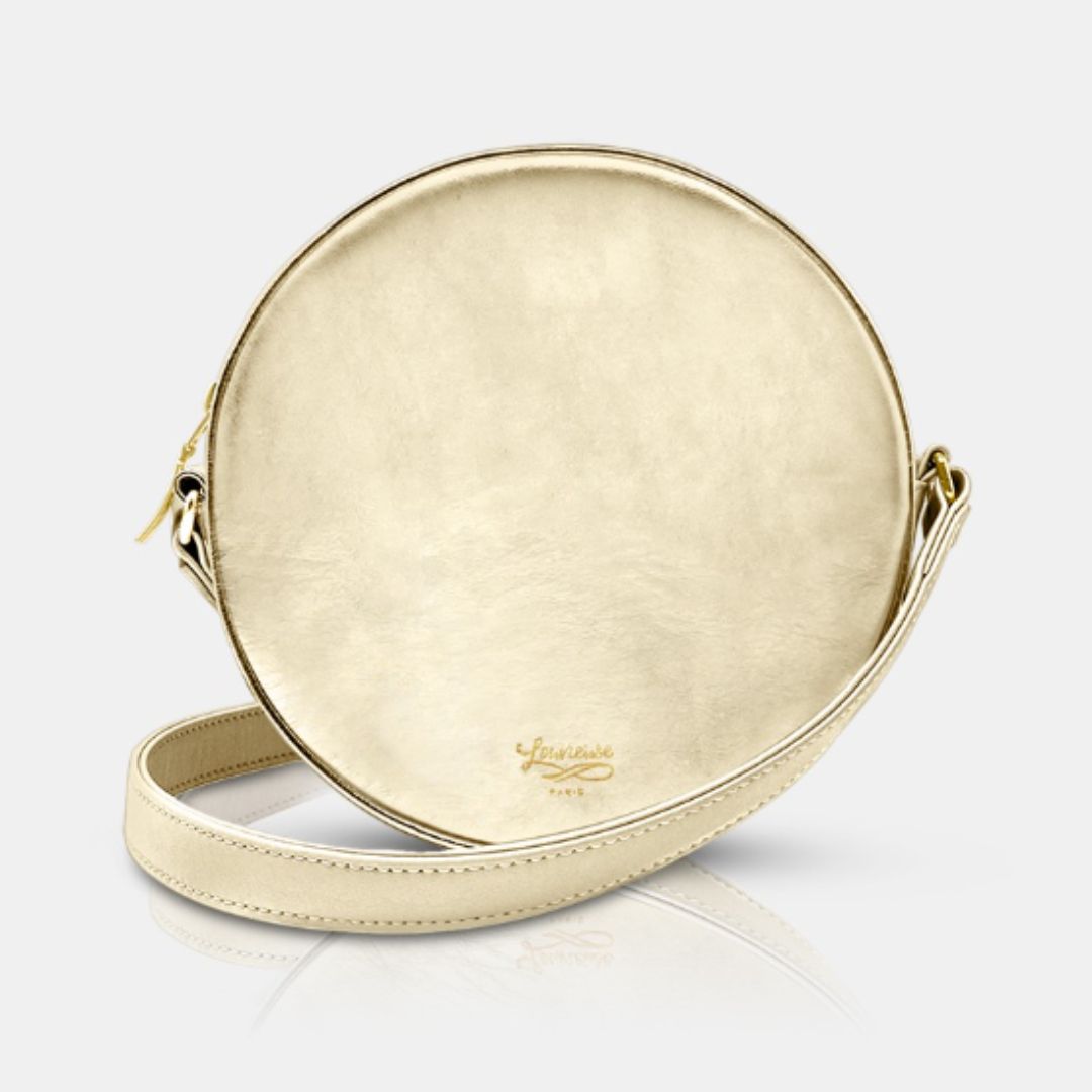 Parisian round leather bag - gold